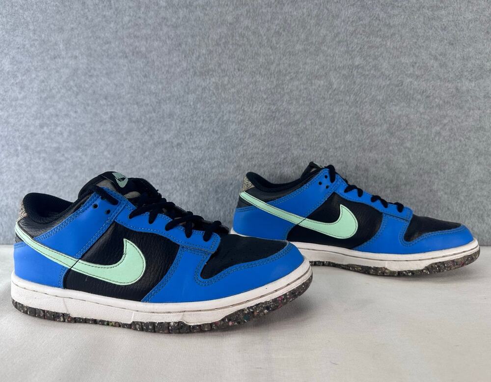 Nike Dunk Low Boys 5Y Youth SE GS Crater Black/Blue/Mint Recycled Speckled Sole